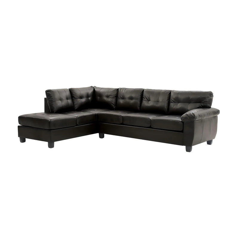Gallant G903B-SC Sectional Sofa with Reversible Chaise in Black PU Glass House Furnishings