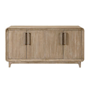 Beautiful Natural Finish Server Storage Cabinet Adjustable Shelves Modern Transitional Wooden Dining Room Furniture 1pc Glass House Furnishings
