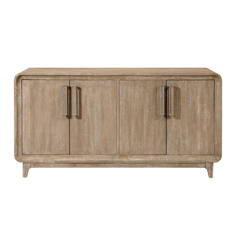Beautiful Natural Finish Server Storage Cabinet Adjustable Shelves Modern Transitional Wooden Dining Room Furniture 1pc Glass House Furnishings