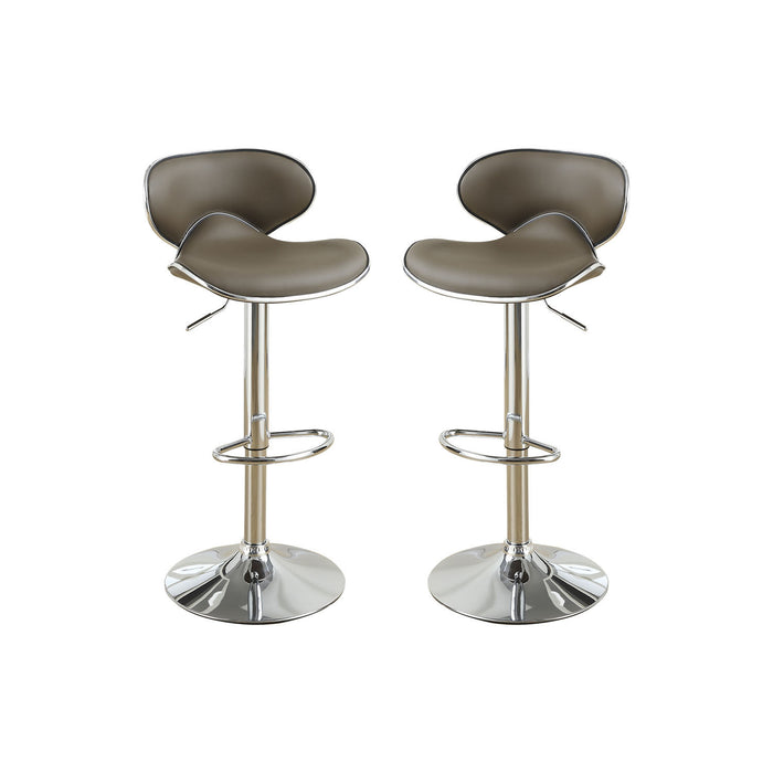 Adjustable Espresso Faux Leather Bar Stools, Set of 2