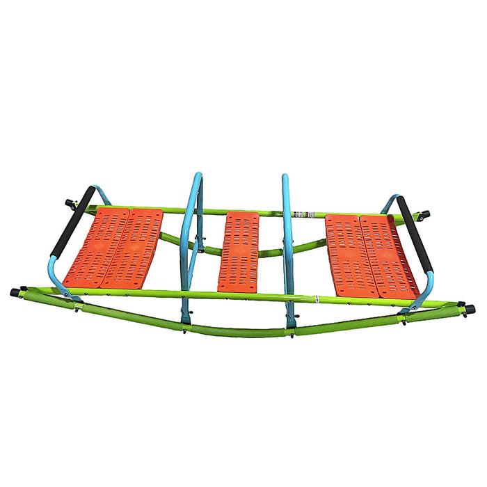 XSS008 high quality kids seesaw plastic seat playground equipment cute baby plastic rocker outdoor children blue and green  steel tube for kids age 3+