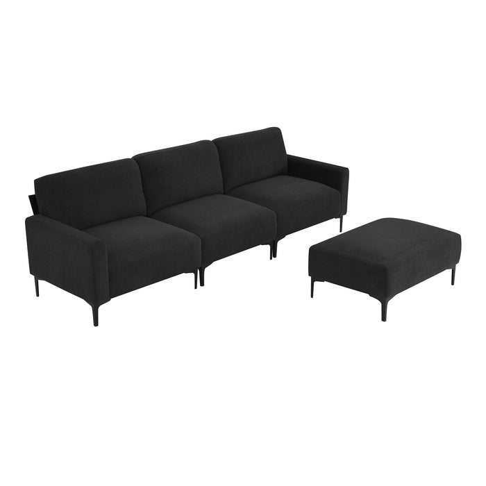 [VIDEO provided] [New] 103.5*59" Modern L-shaped Sectional Sofa, 4-seat Velvet Fabric Couch Set with Convertible Ottoman,Freely Combinable Sofa for Living Room, Apartment, Office,Apartment,2 Colors