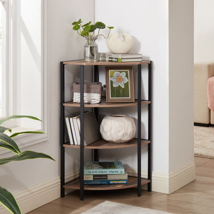 4-Tier Corner Open Shelf, Freestanding Bookcase, Plant Stand Small Bookshelf for Living Room, Home Office, Kitchen & Small Spaces