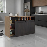 Abril Kitchen Island with Storage Cabinet, Shelves and Appliance Space Glass House Furnishings