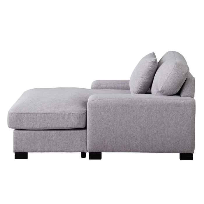 Modern Mid-Century Indoor Oversized Chaise Lounger Comfort Sleeper Sofa with Pillow and Soild Wood Legs, Linen, Gray