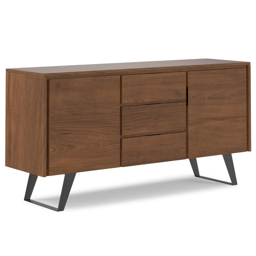 Lowry 60 inch Wide Sideboard Buffet in Walnut Veneer Glass House Furnishings