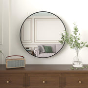 Avery Black Metal Framed Round Bathroom Mirror Glass House Furnishings