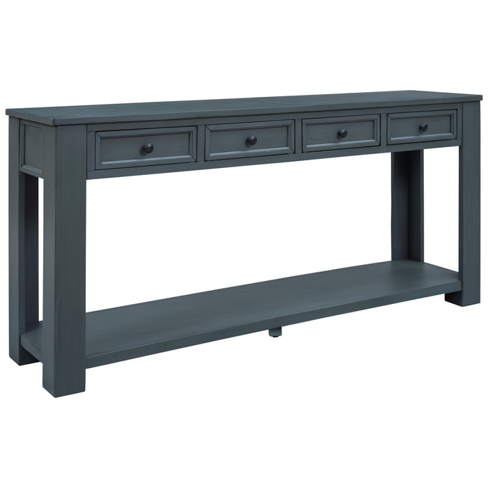 TREXM Console Table/Sofa Table with Storage Drawers and Bottom Shelf for Entryway Hallway (Navy)