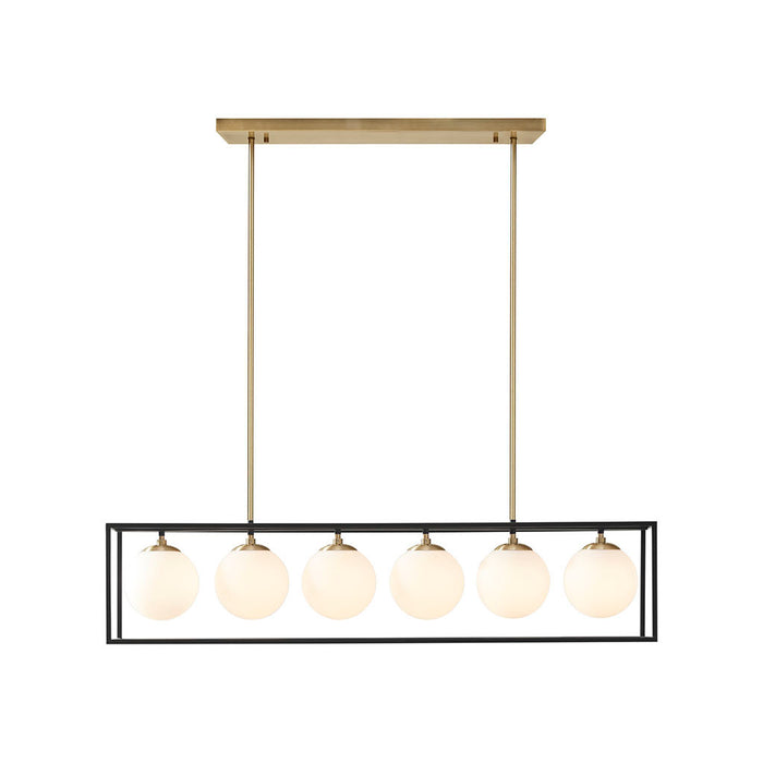 Helena 6-Light Frosted Glass Globe Linear Chandelier