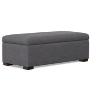 Gabbie Slate Gray Linen-Look Storage Ottoman with Lift-Up Lid Glass House Furnishings