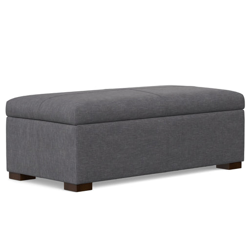Gabbie Slate Gray Linen-Look Storage Ottoman with Lift-Up Lid Glass House Furnishings