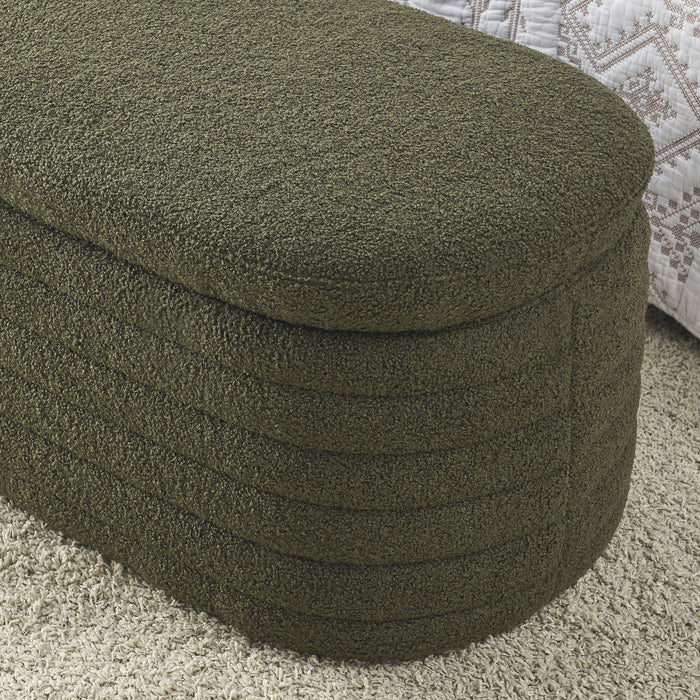 [Video] Welike Length 45.5 inchesStorage Ottoman Bench Upholstered Fabric Storage Bench End of Bed Stool with Safety Hinge for Bedroom, Living Room, Entryway, green teddy.