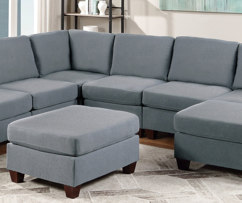 Modular Sectional 9pc Set Living Room Furniture Corner Sectional Couch Grey Linen Like Fabric 3x Corner Wedge 4x Armless Chairs and 2x Ottomans