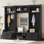 Camden Black 4-in-1 Hall Tree with Shoe Bench and Storage Glass House Furnishings