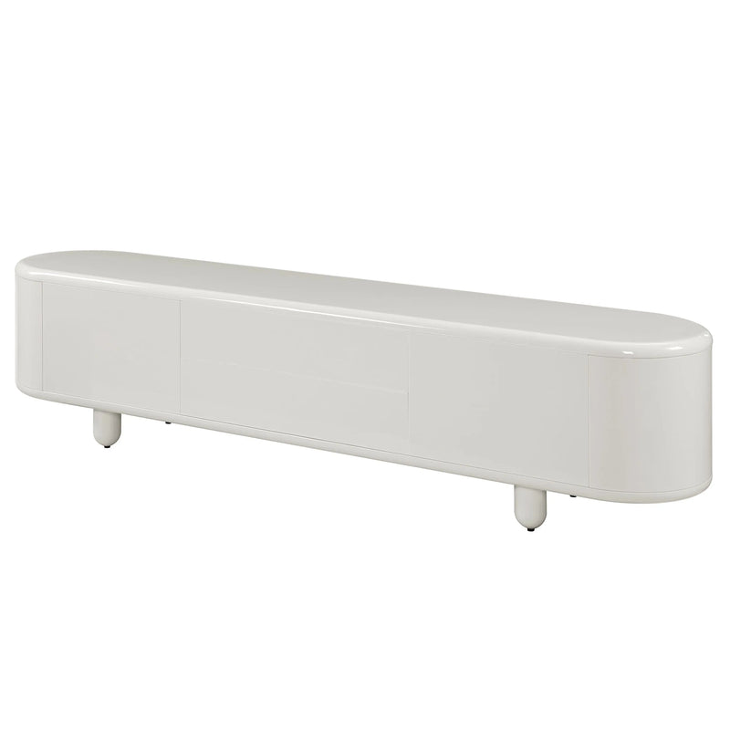 Keely White High Gloss TV Stand Glass House Furnishings