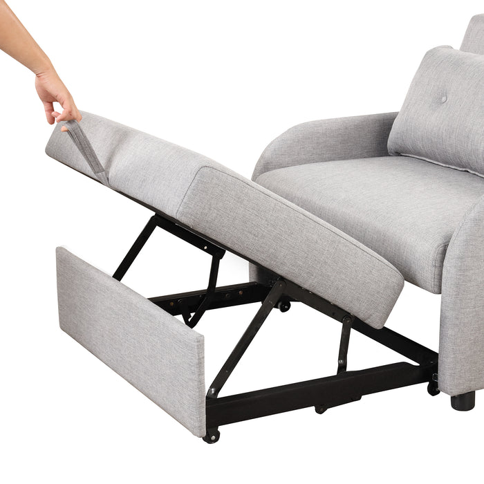 pull out sofa sleeper 3 in 1 with 2 wing table and usb charge for nap line fabric for living room recreation room grey