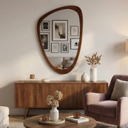 Monroe Black Walnut Irregular Solid Wood Wall Mirror Glass House Furnishings