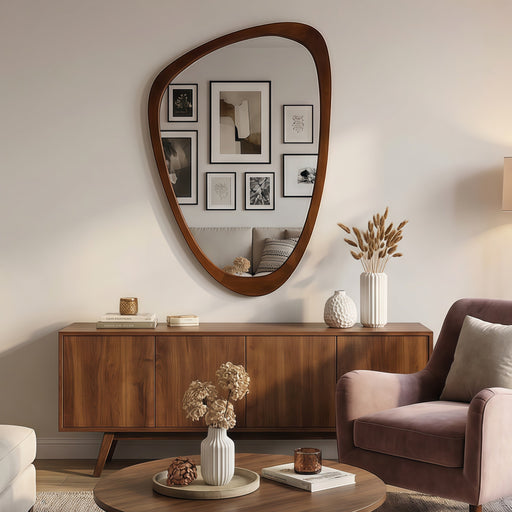 Monroe Black Walnut Irregular Wall Mirror | Glass House Furnishings