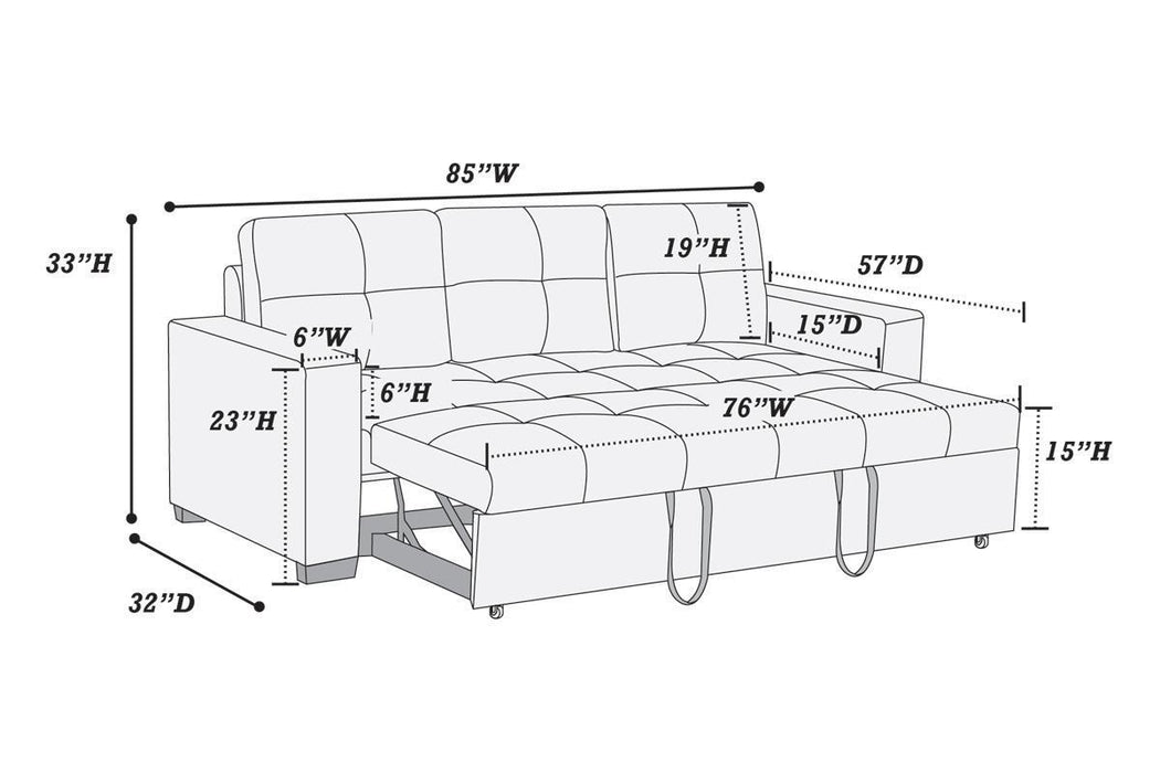 Polyfiber Convertible Sofa Bed, Sofa with Pull-Out Bed, Blue Grey