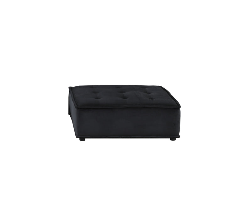 Anna Black Velvet 3-Piece Sectional Sofa With Ottoman