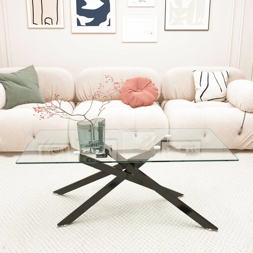 Reeve Rectangular Clear Tempered Coffee Table | Glass House Furnishings