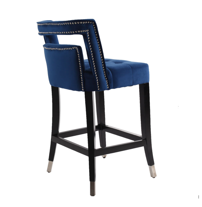 Suede Velvet Barstool with nailheads Living Room Chair 2 pcs Set - 26 inch Seater height