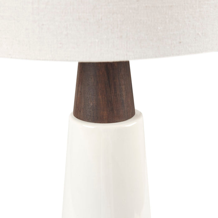 Triangular Ceramic and Wood Table Lamp