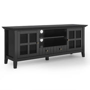 Acadian 60 inch Wide Solid Wood TV Stand in Black for TVs up to 65 inches with Storage and Cable Management Glass House Furnishings