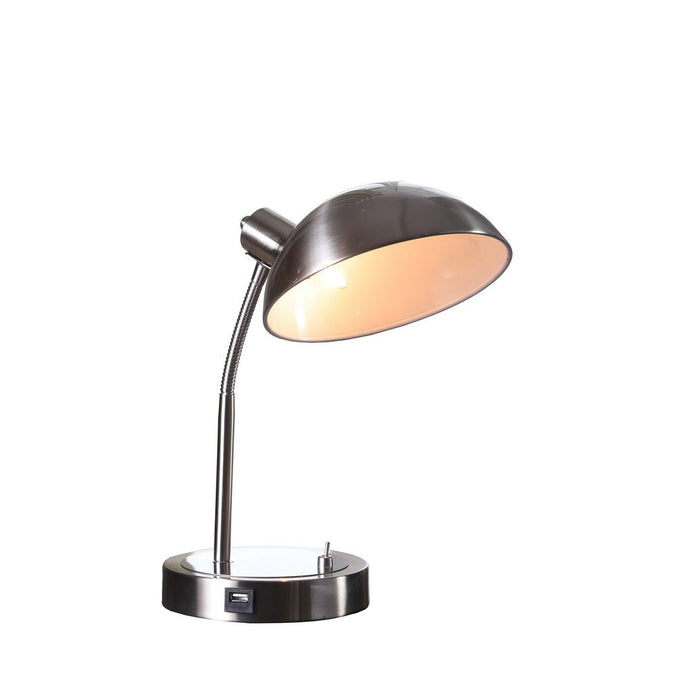 13.75" Flexible Neck Metal Desk Lamp, Silver Nickel