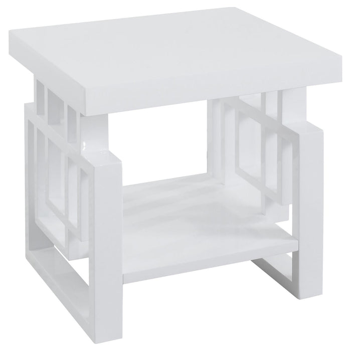 High Glossy White Rectangular End Table