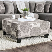 Hudson Oversized Gray Patterned Upholstered Ottoman Glass House Furnishings