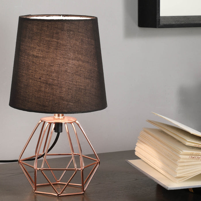 11.25" Copper Metal Table Lamp "Wesley Geometric", Copper