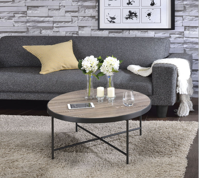 ACME Bage Coffee Table in Weathered Gray Oak & Metal 81735