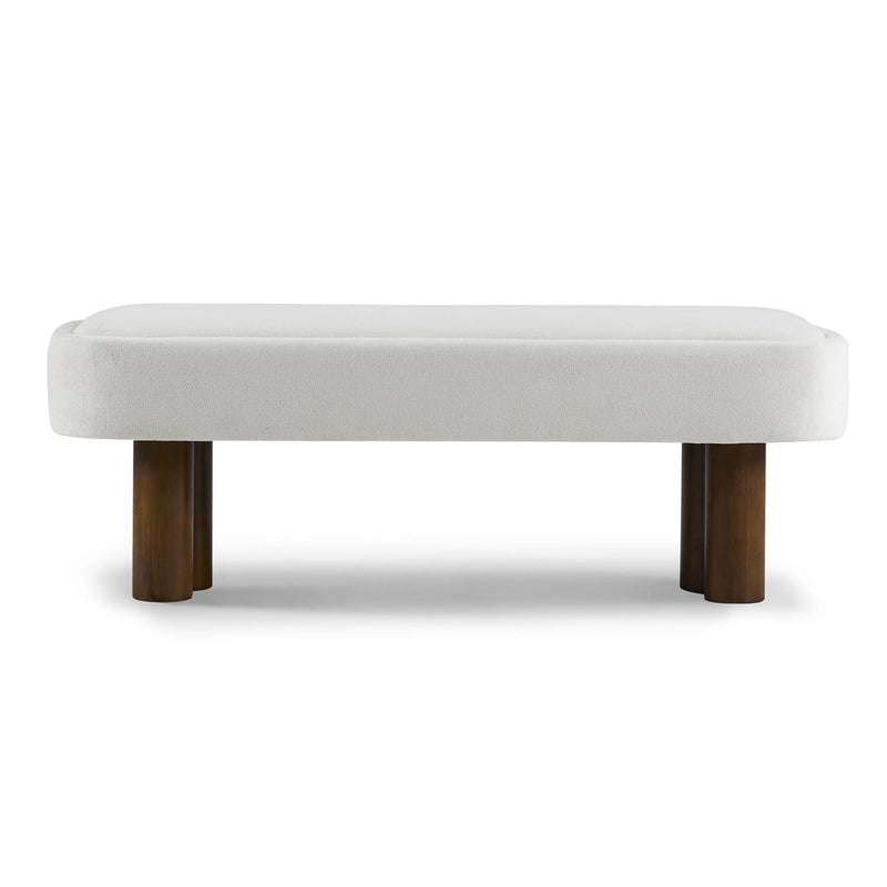 Indoor Beige Fabric Dining Bench with Walnut Color Legs, 51.57'L Upholstered Seating for Kitchen, Dining Room and Living Space,250lbs Capacity Glass House Furnishings