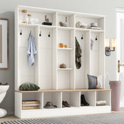 Marlow White Hall Tree with Storage Bench Glass House Furnishings