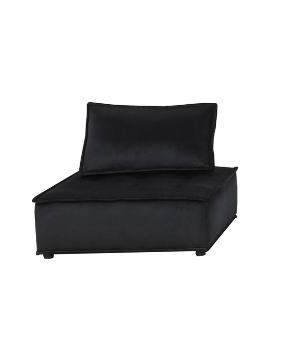 Anna Black Velvet 3-Piece Sectional Sofa With Ottoman