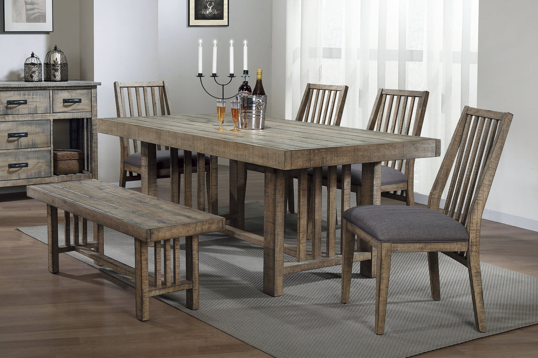 2-Piece Wooden Side Chairs with Padded Fabric-Covered Seats, Natural Weathering Look - Dining Room Furniture