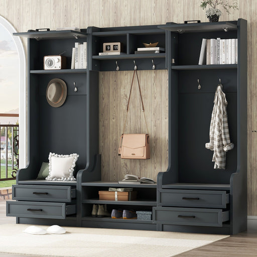 Maribel Antique Blue Hall Tree | Glass House Furnishings