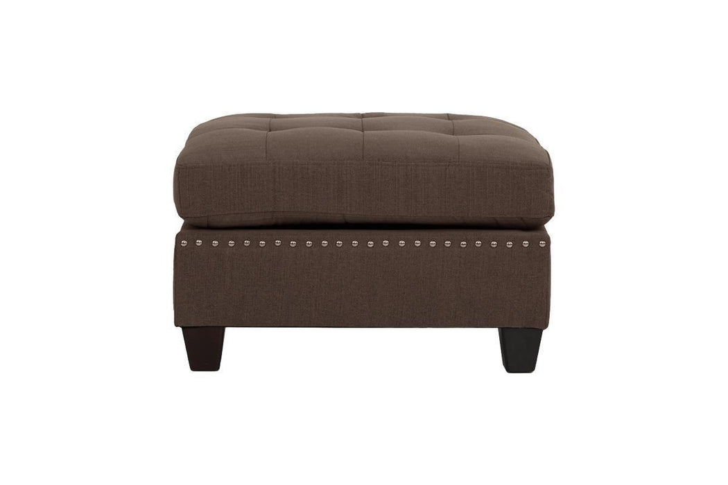 Modular Sectional 6pc Set Living Room Furniture L-Sectional Black Coffee Linen Like Fabric Tufted Nailheads 2x Corner Wedge 2x Armless Chairs and 2x Ottomans