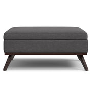 Owen Slate Gray Oversized Coffee Table Storage Ottoman Glass House Furnishings