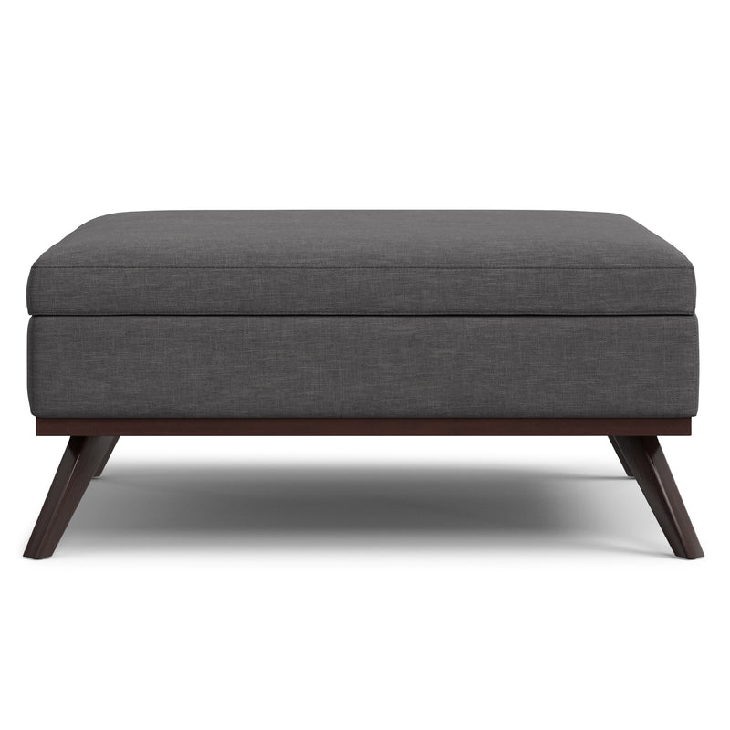 Owen Slate Gray Oversized Coffee Table Storage Ottoman Glass House Furnishings