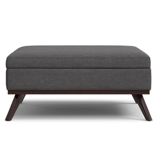 Owen Slate Gray Oversized Coffee Table Storage Ottoman Glass House Furnishings