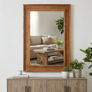 Camden Yellow-Brown Rattan Rectangle Wall Mirror Glass House Furnishings