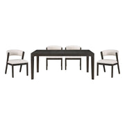 Black Finish Luxury Dining Set 5pc Large Extendable Table and 4 Side Chairs Upholstered Curved Back High-Quality Furniture Glass House Furnishings