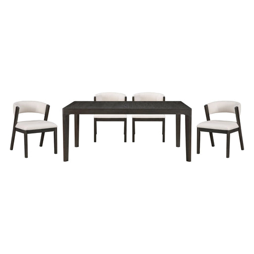 Black Finish Luxury Dining Set 5pc Large Extendable Table and 4 Side Chairs Upholstered Curved Back High-Quality Furniture Glass House Furnishings