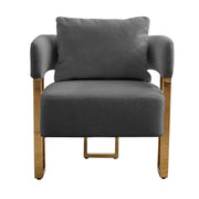 TS Modern Decorative Chair with Gold Metal Legs, Teddy Fleece Upholstered, No Wheels, Grey, 2PCS Glass House Furnishings
