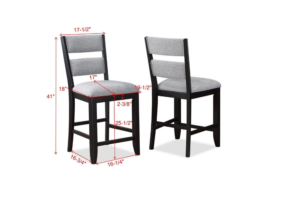 2 Pieces Black Farmhouse Counter Height Dining Chair, Gray