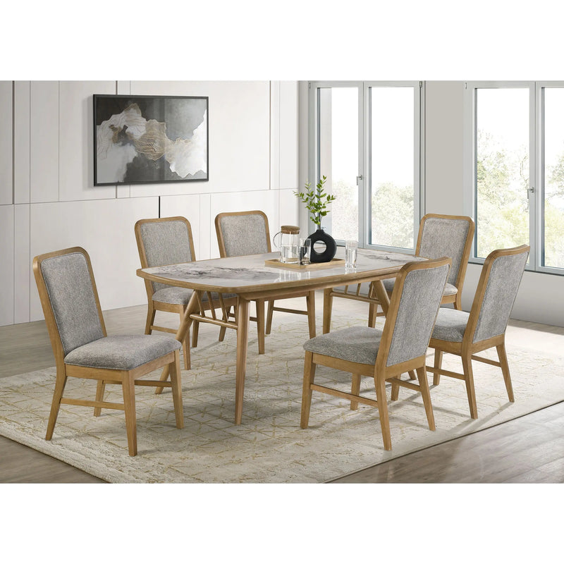 Teleli Grey / Weathered Natural 7-piece Dining Set Glass House Furnishings
