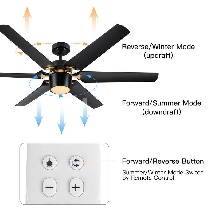 Modern 60" Integrated LED Light Ceiling Fan with Remote Control