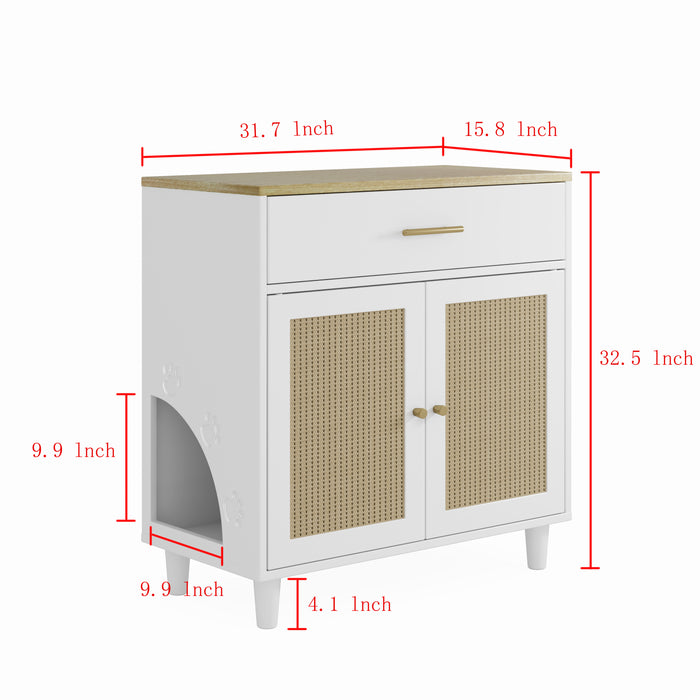 Cat Litter Box Enclosure with Scratch Pad, Hidden Litter Box Furniture, Wooden Pet House Sideboard, Storage Cabinet, Fit Most Cat and Litter Box, for Living Room Bedroom Office